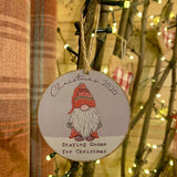 Wooden Gnome Bauble - Staying Gnome for Christmas 10811