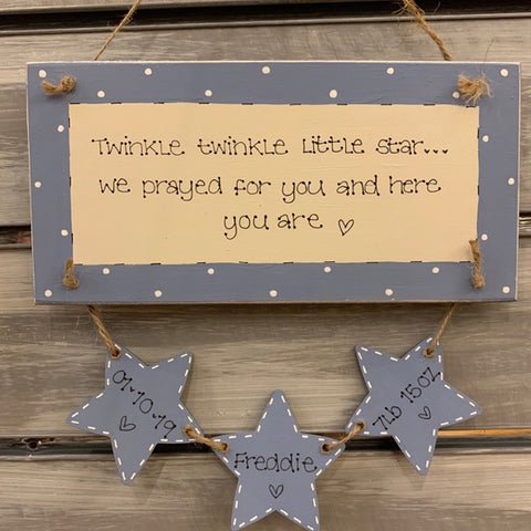 Personalised Long Plaque with 3 Stars 8718