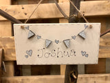Name Plaque with Wooden Bunting 9356