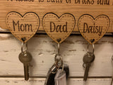 Personalised House Keyring Holder - Hearts 9558