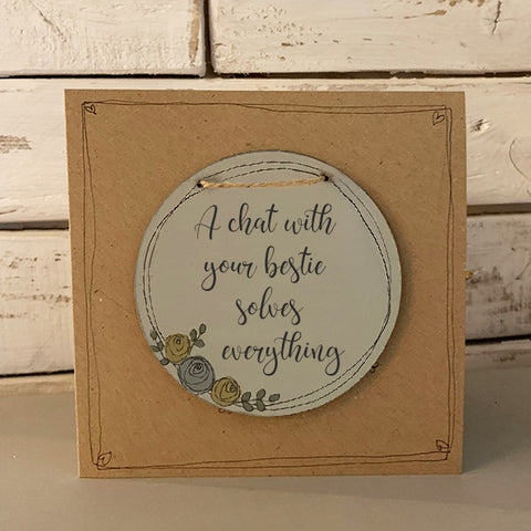 Handmade Roses Round Plq & Card Set - Chat with Bestie 9954