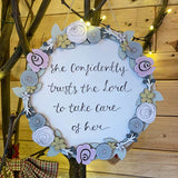 Round Layered Plq with Floral Border - She Confidently Trust the Lord 9819