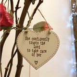 Thick Heart Plaque 10cm - She Confidently Trust the Lord 9812