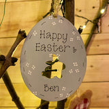 Easter Egg Plaque 10cm with Bunny Cutout 9813