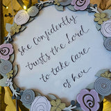 Round Layered Plq with Floral Border - She Confidently Trust the Lord 9819