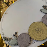Personalised Round Plq with Round Flowers - Mustard 9822