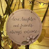 Round Plq with Daisy Flower - Love, Laughter 9825