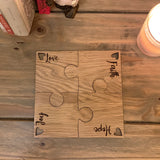 Handmade Set of 4 Jigsaw Coasters - Faith, Love, Joy, Hope  9836