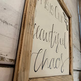 Handmade Large Framed Sign with Daisy - Beautiful Chaos 9840