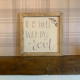 Handmade Large Framed Sign with Daisy - It is Well with my Soul 9841