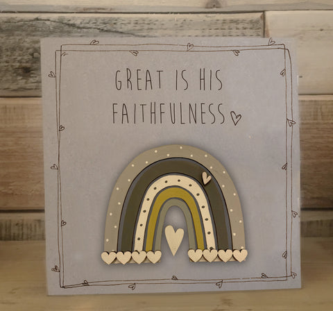 Handmade Rainbow Greetings Card - Great is His Faithfulness 9980