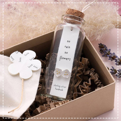 Message in a Bottle Earrings - Flower & Rain / Flowers 13737