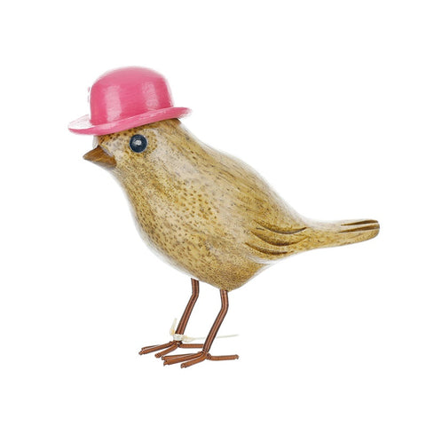 DCUK Garden Bird in Hat in Bird Box - Fuchsia Bonnet 12413