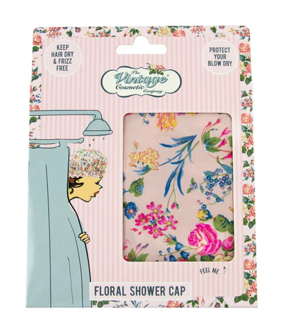 Shower Cap Pink Floral Satin 13556