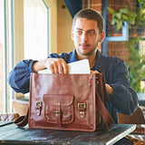 Paper High Large Brown Leather Satchel 13186