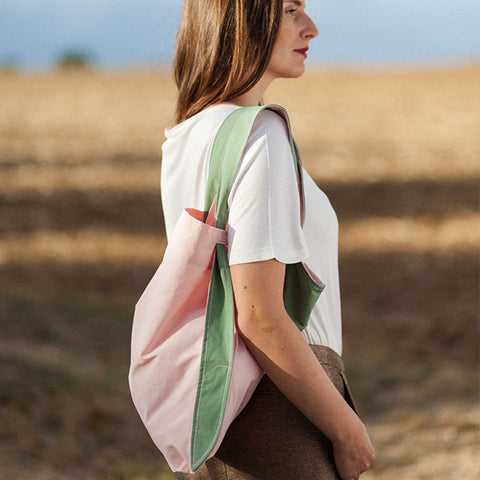 Notabag - Foldable Shopper, Bag & Backpack in Rose/Olive 12920