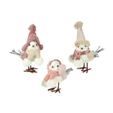 Pink Standing Christmas Bird - Cream Hat 13468