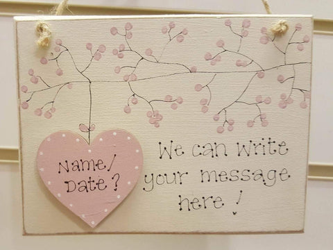 Personalised Md Sq Plq with Blossom & Heart - 5952
