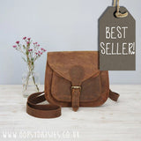 Paper High Curved Dark Brown Buffalo Leather Bag 9634