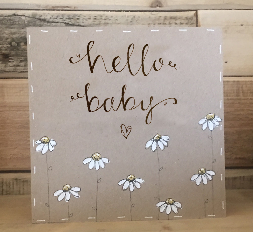 Handmade Little Daisies Card - Hello Baby 9901