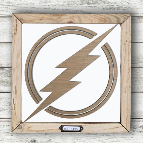 Handmade Lg Framed Superhero Sign - Flash 9988