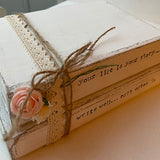 Wooden Stack of Books Lg with Lace - Your Life Your Story 12658
