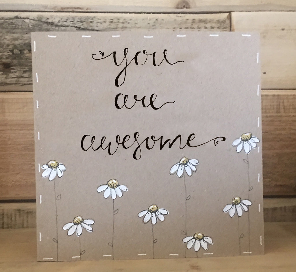 Handmade Little Daisies Card - You are Awesome 9900