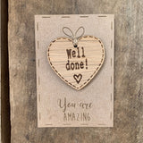 Handmade Little Sentiment Heart & Card - Well Done 10323