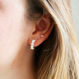 Crystal Daisy Hoop Earrings in Silver 12908