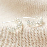 Crystal Daisy Hoop Earrings in Silver 12908