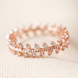 Crystal Leaves Ring in Rose Gold S/M 12915