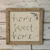 Handmade Large Framed Sign with Daisy - Home Sweet Home 9839