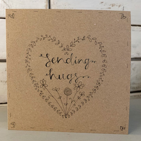Handmade Heart Wreath Card - Sending Hugs 9919