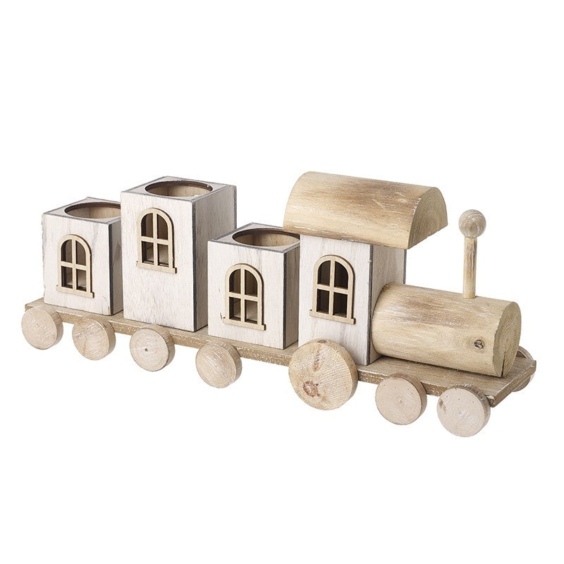 Wooden T Light Holder Train 13421