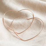 Lg Thin Heart Hoop Earrings in Rose Gold Sterling Silver 12744
