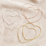 Lg Thin Heart Hoop Earrings in Rose Gold Sterling Silver 12744