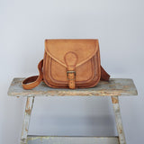 Paper High Curved Brown Leather Bag Saddle Bag 7520