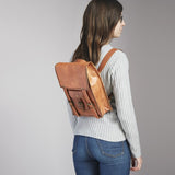 Paper High Large Brown Leather Satchel Style Rucksack 8683