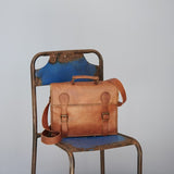 Paper High  Old School Brown Leather Satchel LG 8682