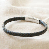 Antiqued Woven Leather Bracelet in Brown M/L 12905