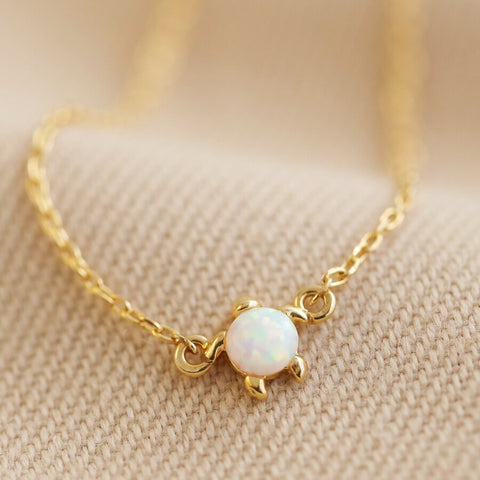 Opal Turtle Charm Anklet in Gold 12907