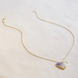 Flower Resin Heart Necklace with Pearl in Gold 12750