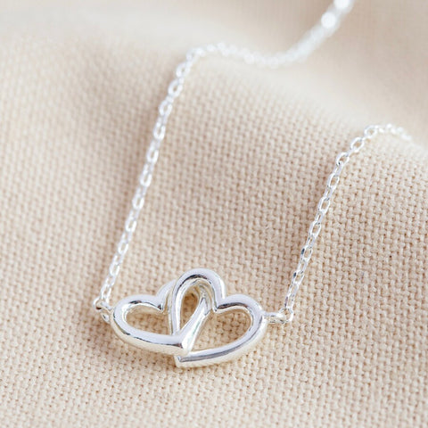 Interlocking Hearts Necklace in Silver 12910